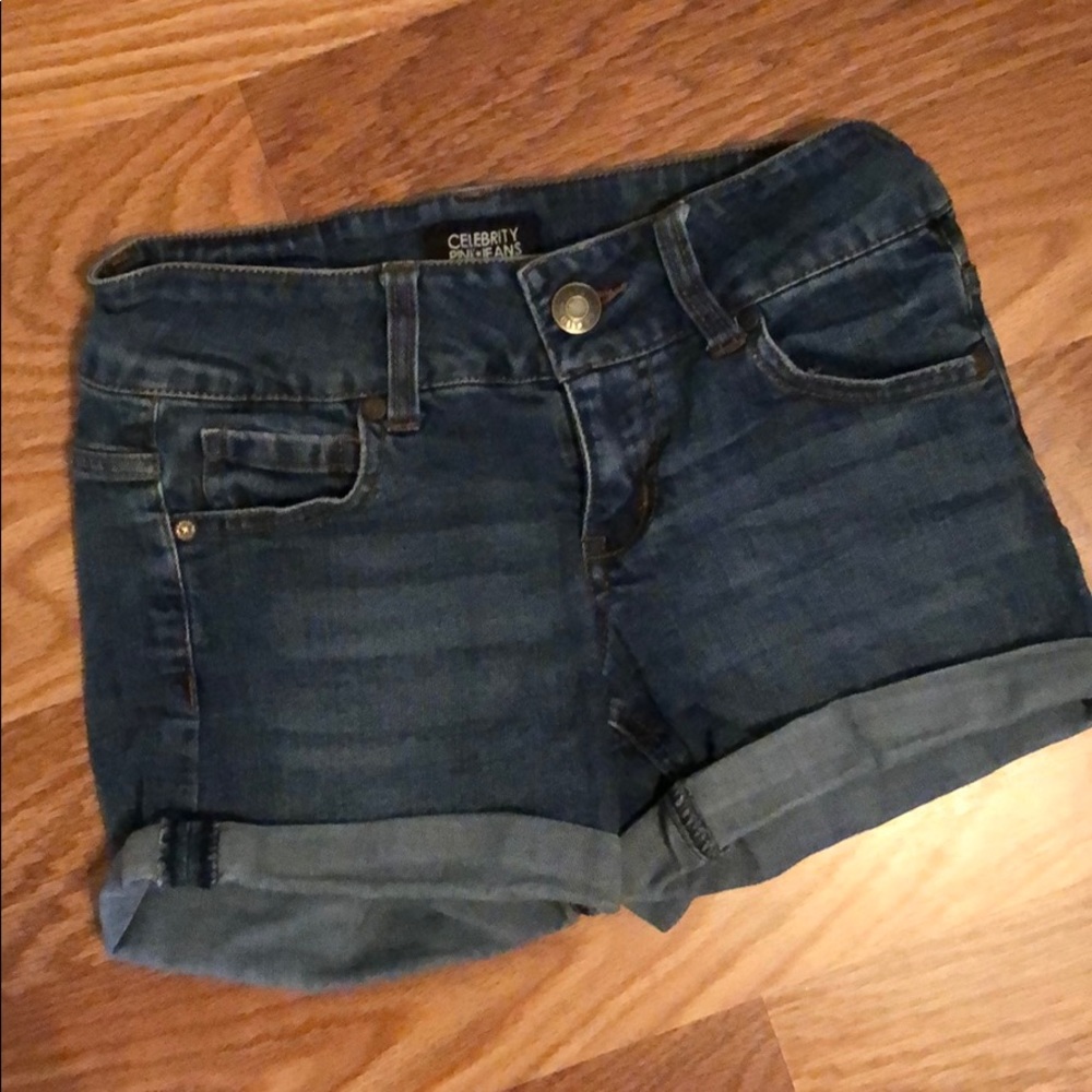 Celebrity pink jean shorts